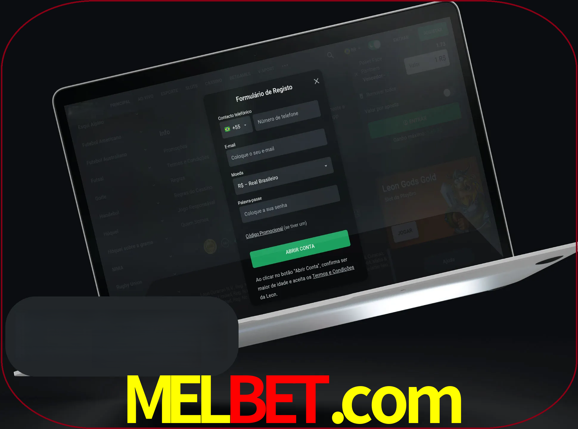 Abra o site da LeonBet e crie sua própria conta.